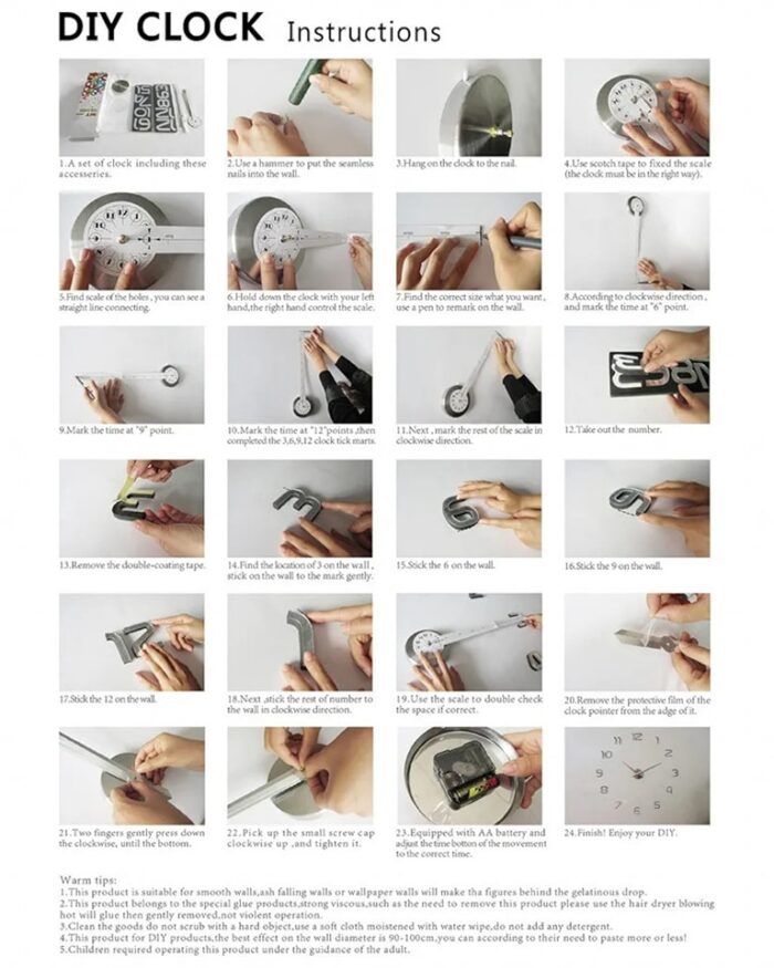 3D Diy Kendin Yap Dekoratif Duvar Saati - Görsel 5