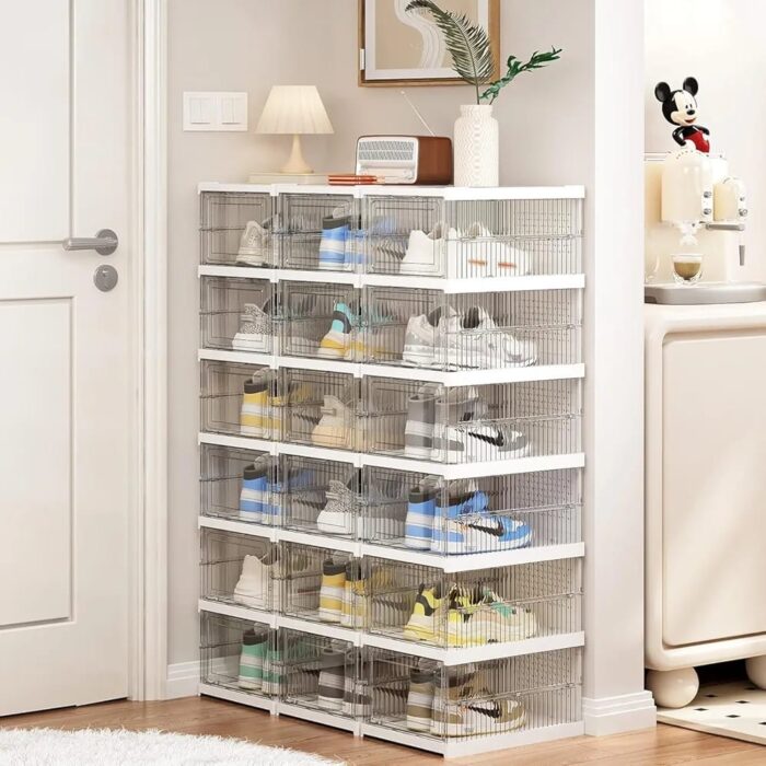 6 Katlı Şeffaf Katlanır Ayakkabılık Dolap - Görsel 7