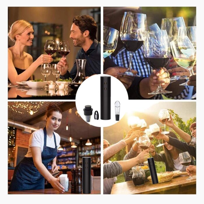 5’i 1 Arada Elektrikli Şarap Şişesi Açacağı Seti