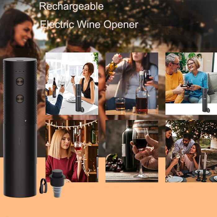 5’i 1 Arada Elektrikli Şarap Şişesi Açacağı Seti