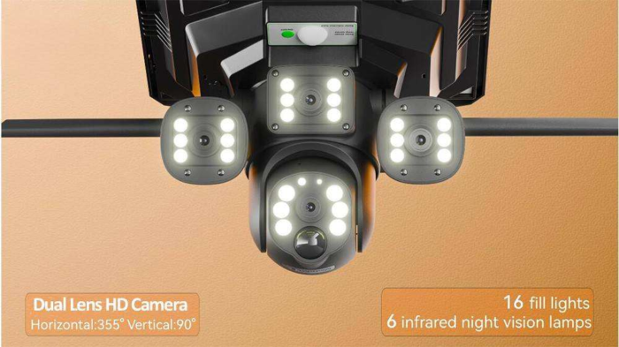 Hepsi Bir Arada Güneş Enerjili LED Lamba – 4G Kameralı, Su Geçirmez Akıllı Sokak Lambası (Koridor, Yol, Bahçe için)