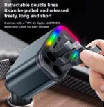 240W araç şarj cihazı – PD30W, Type-C & Lightning, RGB Ortam Işıklı - Görsel 4