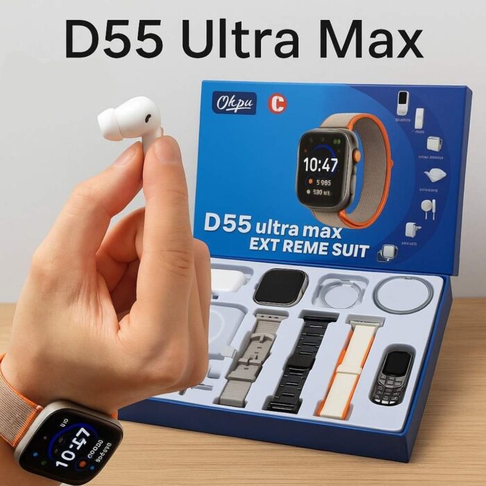 D55 Ultra Max Akıllı Saat - Çoklu Kordon, Kablosuz Şarj, Bluetooth - Görsel 3