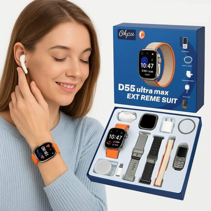 D55 Ultra Max Akıllı Saat - Çoklu Kordon, Kablosuz Şarj, Bluetooth - Görsel 4