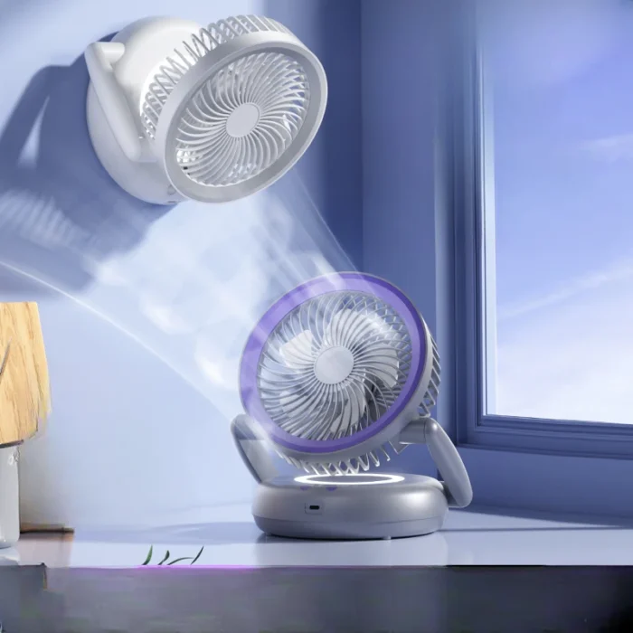 Masa ve Duvar Tipi Vantilatör USB Şarjlı Katlanabilir 5 Kademeli Fan - Görsel 3