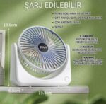 Şarjlı Masaüstü Vantilatör USB Taşınabilir Fan 3 Kademeli - Görsel 4