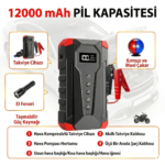 MDHL Akü Takviye Kompresörlü Powerbank Araç Acil Seti - Görsel 4