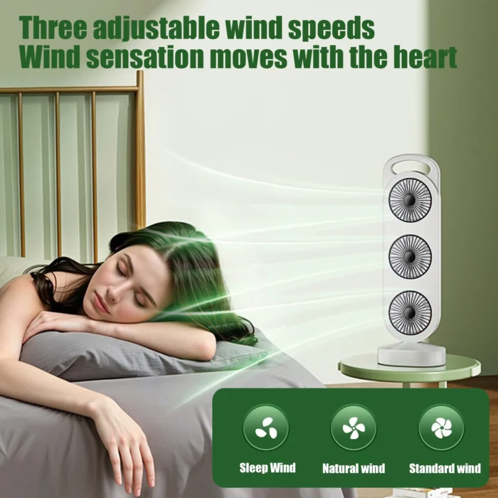3 Fanlı Masaüstü Vantilatör Taşınabilir Kule Tipi USB Fan 3 Kademeli - Görsel 4