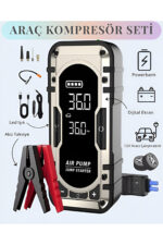 Taşınabilir Akü Takviye Cihazı 4’ü 1 Arada Lastik Şişirme Kompresörü Powerbank ve LED Işıklı Araç Acil Seti - Görsel 5