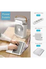 Taşınabilir Buzlu Buharlı Mini Klima Vantilatör LED Işıklı Masaüstü Hava Soğutucu - Görsel 6