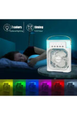 Taşınabilir Buzlu Buharlı Mini Klima Vantilatör LED Işıklı Masaüstü Hava Soğutucu - Görsel 5