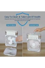 Taşınabilir Buzlu Buharlı Mini Klima Vantilatör LED Işıklı Masaüstü Hava Soğutucu - Görsel 4