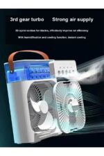 Taşınabilir Buzlu Buharlı Mini Klima Vantilatör LED Işıklı Masaüstü Hava Soğutucu - Görsel 3