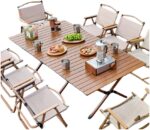 Katlanabilir Kamp Sandalyesi Taşınabilir Piknik Bahçe Plaj Sandalyesi Ahşap Kol Dayamalı Moon Chair - Görsel 2