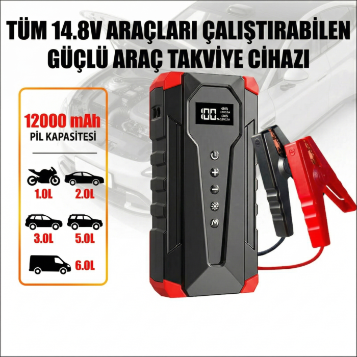 MDHL Akü Takviye Kompresörlü Powerbank Araç Acil Seti - Görsel 2