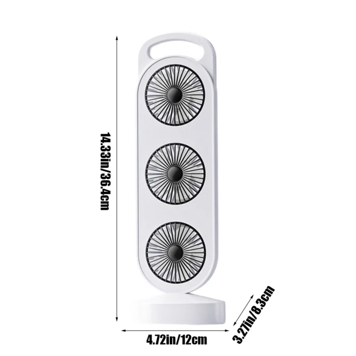 3 Fanlı Masaüstü Vantilatör Taşınabilir Kule Tipi USB Fan 3 Kademeli - Görsel 2
