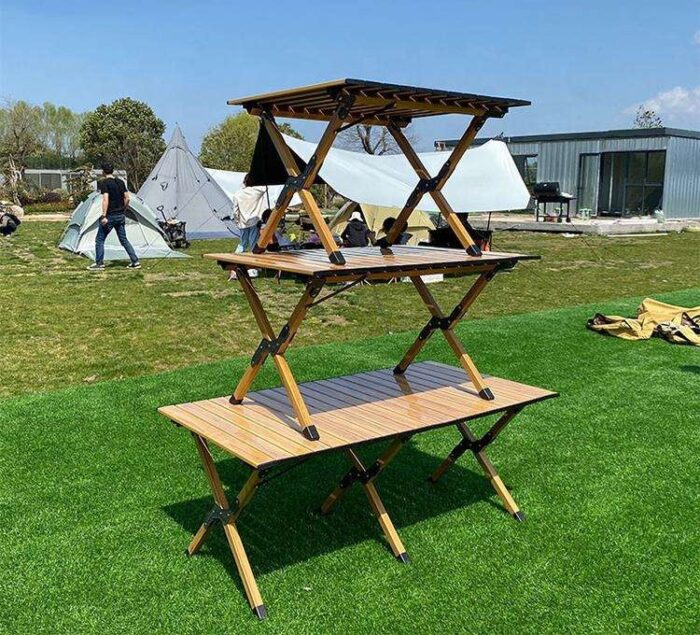 Katlanabilir Kamp ve Piknik Masası Ahşap Görünümlü Taşınabilir Masa - Görsel 2