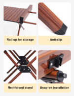 Katlanabilir Kamp ve Piknik Masası Ahşap Görünümlü Taşınabilir Masa - Görsel 6