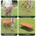 Katlanabilir Kamp ve Piknik Masası Ahşap Görünümlü Taşınabilir Masa - Görsel 4