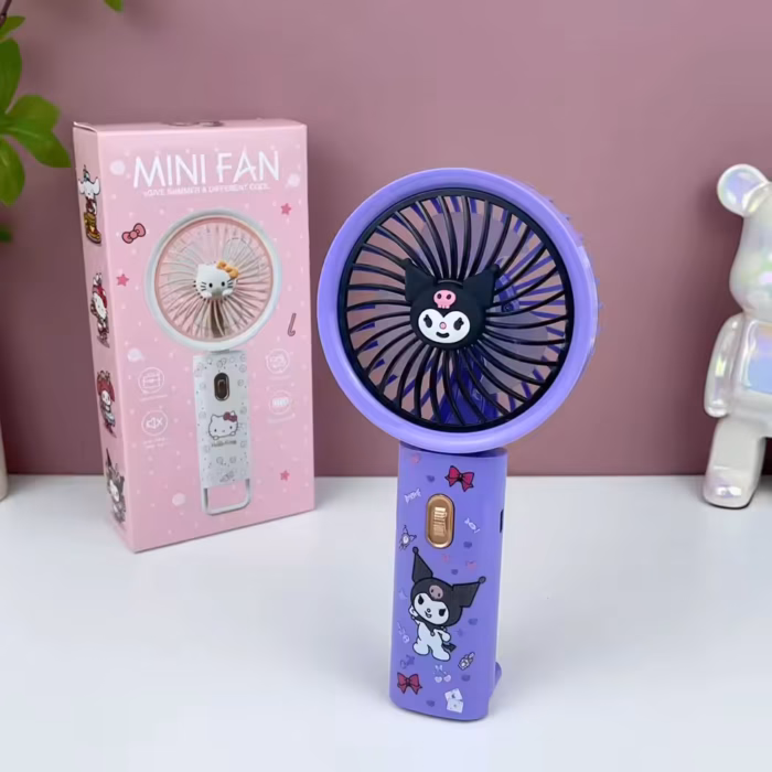 USB Şarjlı Mini El Fanı Taşınabilir Masaüstü Katlanabilir Vantilatör (Kawaii Tasarım) - Görsel 3