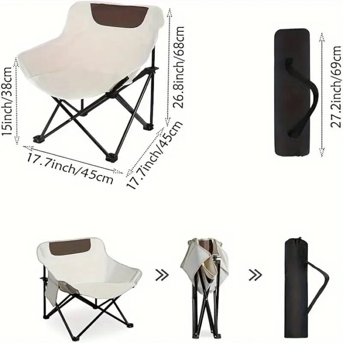 Katlanabilir Moon Kamp Sandalyesi Taşınabilir Yuvarlak Outdoor Sandalye Piknik Plaj Bahçe Koltuğu Çantalı - Görsel 4