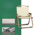 Katlanabilir Kamp Sandalyesi Taşınabilir Piknik Bahçe Plaj Sandalyesi Ahşap Kol Dayamalı Moon Chair - Görsel 4