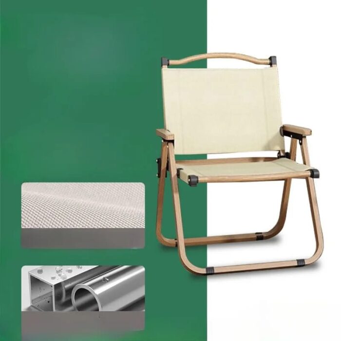 Katlanabilir Kamp Sandalyesi Taşınabilir Piknik Bahçe Plaj Sandalyesi Ahşap Kol Dayamalı Moon Chair - Görsel 4
