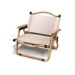 Katlanabilir Kamp Sandalyesi Taşınabilir Piknik Bahçe Plaj Sandalyesi Ahşap Kol Dayamalı Moon Chair - Görsel 6