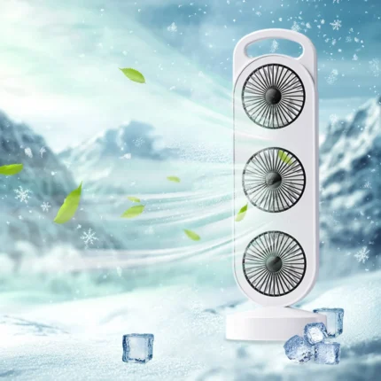 3 Fanlı Masaüstü Vantilatör Taşınabilir Kule Tipi USB Fan 3 Kademeli