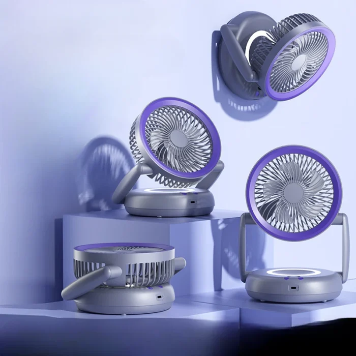 Masa ve Duvar Tipi Vantilatör USB Şarjlı Katlanabilir 5 Kademeli Fan - Görsel 4