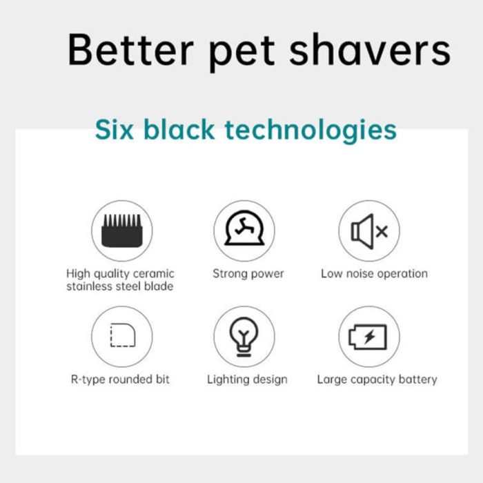 VGR V-208 Evcil Hayvan Tıraş Makinesi Şarjlı Kablosuz Kedi Köpek Traş Makinesi (Mavi) - Görsel 2