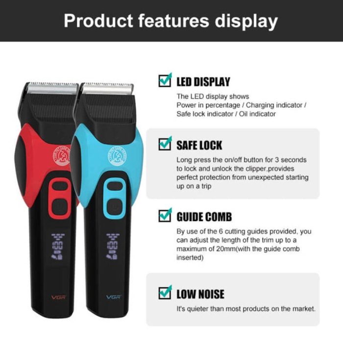 VGR V-208 Evcil Hayvan Tıraş Makinesi Şarjlı Kablosuz Kedi Köpek Traş Makinesi (Mavi) - Görsel 3