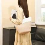 Hasır Kadın Plaj Çantası Elit Tasarım Büyük Boy Yazlık Omuz Çantası