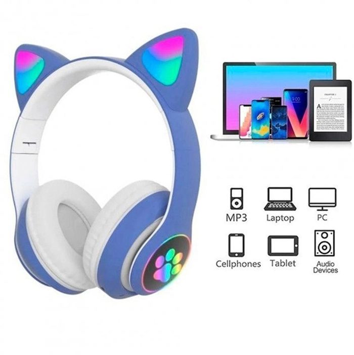 Kedi Kulak Bluetooth Kulaklık RGB Işıklı Kablosuz Headset STN-28 - Görsel 6