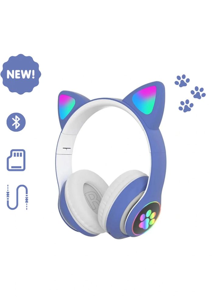 Kedi Kulak Bluetooth Kulaklık RGB Işıklı Kablosuz Headset STN-28 - Görsel 5