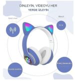 Kedi Kulak Bluetooth Kulaklık RGB Işıklı Kablosuz Headset STN-28 - Görsel 3