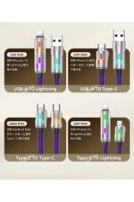 2’si 1 Arada 240W Hızlı Şarj Kablosu Type-C Lightning 1 Metre (Mavi) - Görsel 5