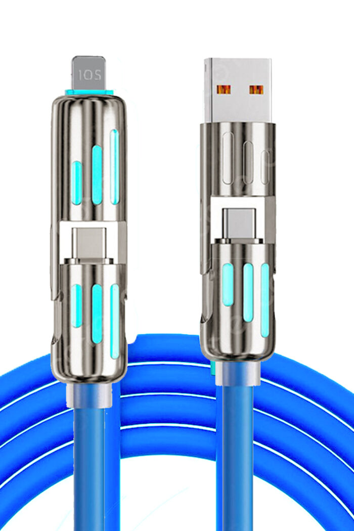 2’si 1 Arada 240W Hızlı Şarj Kablosu Type-C Lightning 1 Metre (Mavi) - Görsel 4