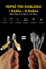 2’si 1 Arada Type-C ve Lightning Hızlı Şarj Kablosu 65W Data Kablo - Görsel 4