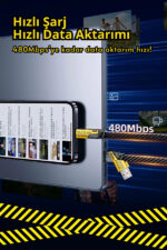 2’si 1 Arada Type-C ve Lightning Hızlı Şarj Kablosu 65W Data Kablo - Görsel 5