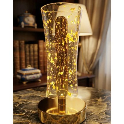 Altın Varaklı Dekoratif Masa Lambası – Gold LED Ambiyans Aydınlatma
