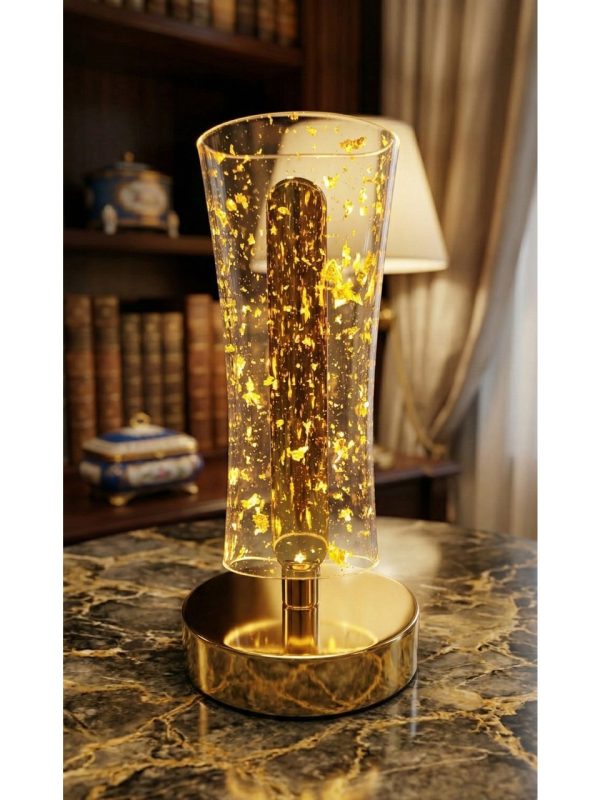 Altın Varaklı Dekoratif Masa Lambası – Gold LED Ambiyans Aydınlatma