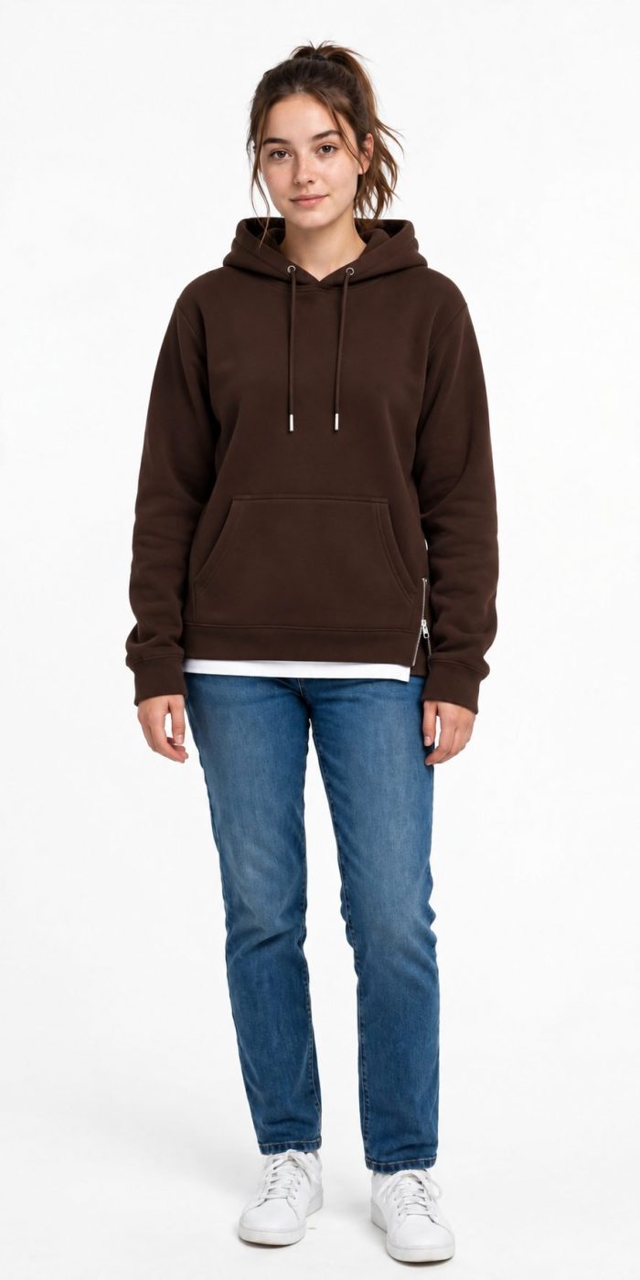İki İplik İçi Şardonlu Kapşonlu Sweatshirt - Görsel 3