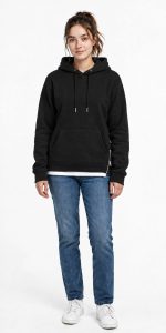İki İplik İçi Şardonlu Kapşonlu Sweatshirt