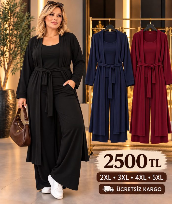 Büyük Beden Likralı Viskon Takım - Görsel 2